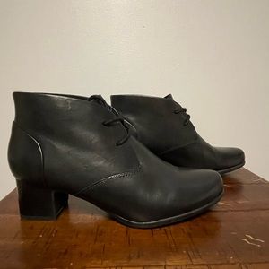 Clark’s black leather ankle boot
